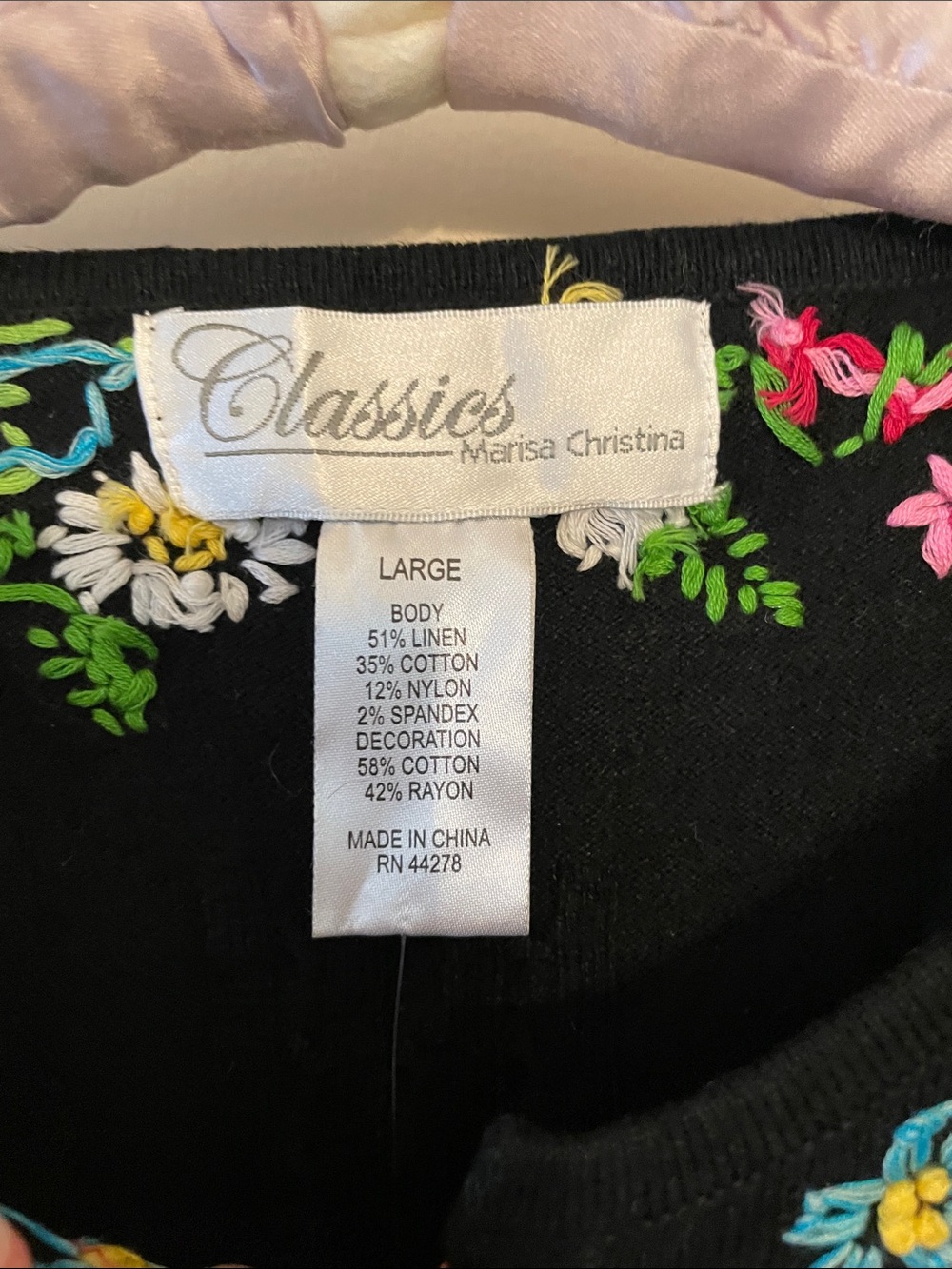 Marisa Christina Black Cardigan with Multicolor Floral Embroidery - Picture 2 of 6